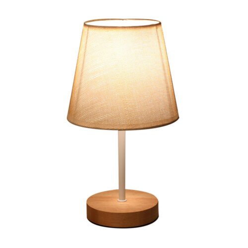 Mesa-decorativa-n-rdica-de-madeira-maci-a-L-mpada-de-cabeceira-do-quarto-Simples-criativo Abajur pequeno simples cônica tecido