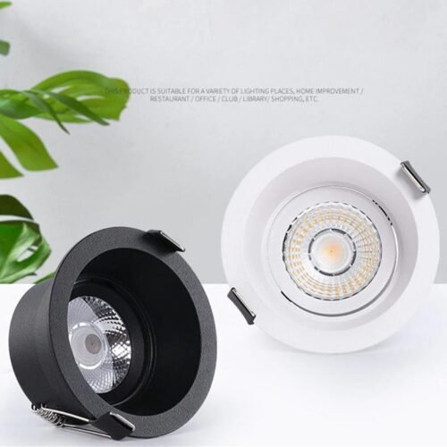 Recesso-anti-reflexo-LED-Downlight-l-mpada-de-teto-COB-regul-vel-quente-neutro-frio-luz Spot redondo led anti-reflexo