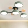 Round-Wood-LED-Teto-L-mpada-Macaron-Ilumina-o-Ilumina-o-Minimalista-Sala-de-estar-Quarto Luminária sobrepor círculos alumínio e led