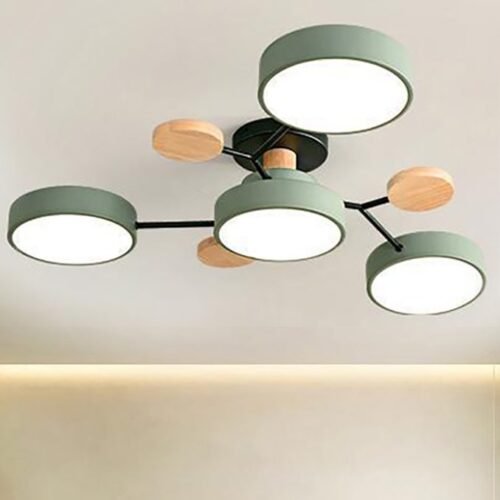 Round-Wood-LED-Teto-L-mpada-Macaron-Ilumina-o-Ilumina-o-Minimalista-Sala-de-estar-Quarto Luminária sobrepor círculos alumínio e led
