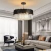 lustre redondo para sala de estar Lustre Acabamento Aço Inoxidável e Cristal K9