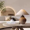 Candeeiro-de-mesa-LED-cer-mico-para-decora-o-do-quarto-abajur-de-linho-retro-criativo Abajur Rústico Japonês