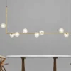 Lustre Barra Retangular Linear e Bolas de Vidro