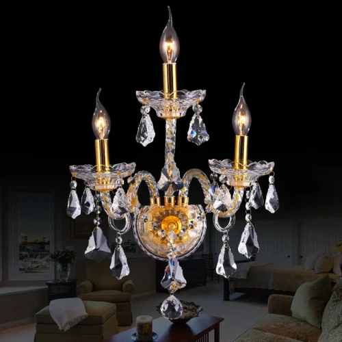 Luxo-Europeu-Estilo-Crystal-Lamp-parede-de-cabeceira-do-quarto-corredor-KTV-vela-K9-lumin-ria Arandela Clássica Maria Teresa Cristal