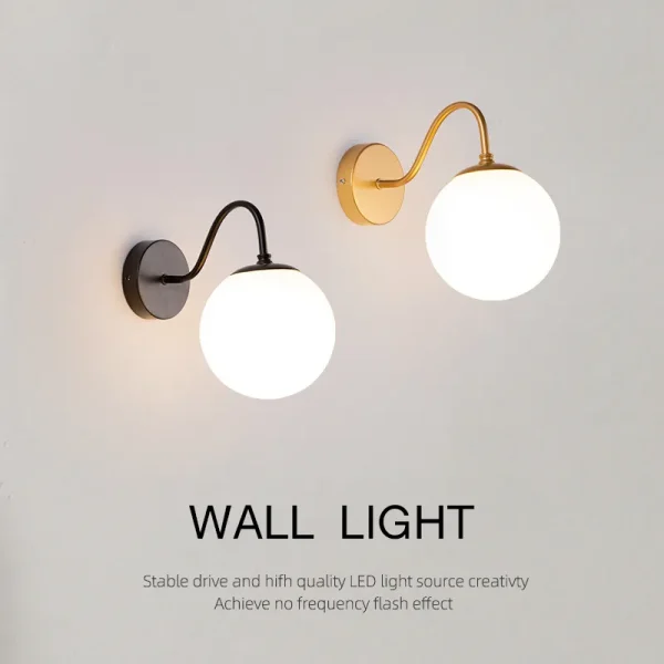 Modern-LED-Wall-Lamp-Glass-Lampshade-Ball-Light-Para-Sala-de-estar-Quarto-Cabeceira-Corredor-Corredor