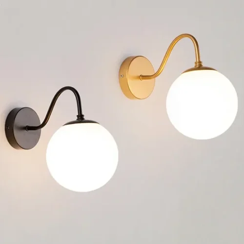 Modern-LED-Wall-Lamp-Glass-Lampshade-Ball-Light-Para-Sala-de-estar-Quarto-Cabeceira-Corredor-Corredor Arandela Barcelona Bola De Vidro Branco Leitoso