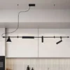 Nordic-Designer-LED-Chandelier-Spot-Light-Preto-para-Mesa-Jantar-Cozinha-Bar-L-mpada-pingente-Home Lustre Minimalista Com Spot Para Mesa Comprida