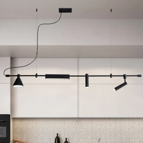 Nordic-Designer-LED-Chandelier-Spot-Light-Preto-para-Mesa-Jantar-Cozinha-Bar-L-mpada-pingente-Home Lustre Minimalista Com Spot Para Mesa Comprida