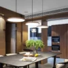 Simples-led-metal-acr-lico-pingente-de-luz-design-n-rdico-linear-l-mpada-lustre-rosa-1 Pendente Ufo Slim Alumínio e Luz Led Inclusa