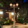 Waterproof-Aluminum-Outdoor-Street-Light-Rustproof-E27-Bulbo-Glass-Ball-Jardim-Yead-L-mpada-3m-5 Poste Jardim Moderna Bola Nas Cores Dourado ou Preto
