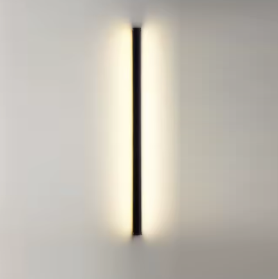 arandela linear aluminio preto tubular marca miresa Arandela Barra Linear Slim Com Luz de LED