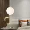 Bola-De-Vidro-Branco-LED-Luzes-Pingente-L-mpadas-Penduradas-Lustres-De-Teto-Decora-o-De-1 Luminária Pendente Bola De Vidro Branco Branco Leitoso Fosco