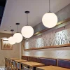 Bola-De-Vidro-Branco-LED-Luzes-Pingente-L-mpadas-Penduradas-Lustres-De-Teto-Decora-o-De Luminária Pendente Bola De Vidro Branco Branco Leitoso Fosco