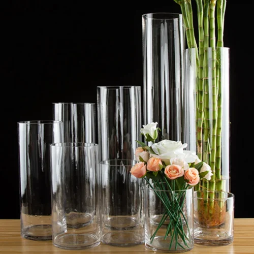 Estilo-Europeu-Transparente-Vaso-De-Vidro-Alto-Garrafa-De-Mesa-Transparente-Terr-rio-Recipiente-Hidrop-nico Vidro Alto Cilindro Transparente
