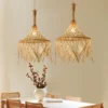 M-o-Tecido-Rattan-Lustre-Arte-N-rdica-Japonesa-Droplight-Luzes-Pingente-Casa-Quarto-Restaurante-Sala-1 Pendente Rústico Japonês Artesanal | Miresa São Paulo