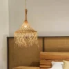 M-o-Tecido-Rattan-Lustre-Arte-N-rdica-Japonesa-Droplight-Luzes-Pingente-Casa-Quarto-Restaurante-Sala-2 Pendente Rústico Japonês Artesanal | Miresa São Paulo
