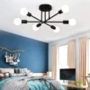 Nordic-Minimalista-LED-Pendant-Light-L-mpada-do-teto-Chandelier-Adequado-para-Quartos-Salas-Preto-Ouro-1 Luminária Sobrepor Thomas Edson Moderna Lâmpada Aparente