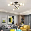 Nordic-Minimalista-LED-Pendant-Light-L-mpada-do-teto-Chandelier-Adequado-para-Quartos-Salas-Preto-Ouro-2 Luminária Sobrepor Thomas Edson Moderna Lâmpada Aparente