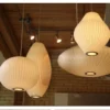 Pingente-Japon-s-Luz-Pano-De-Seda-Design-Branco-L-mpada-Minimalista-Lanterna-Loft-Roupa-De-3 Lustre Tecido Plissado Japonês Pano Padrão "Seda"