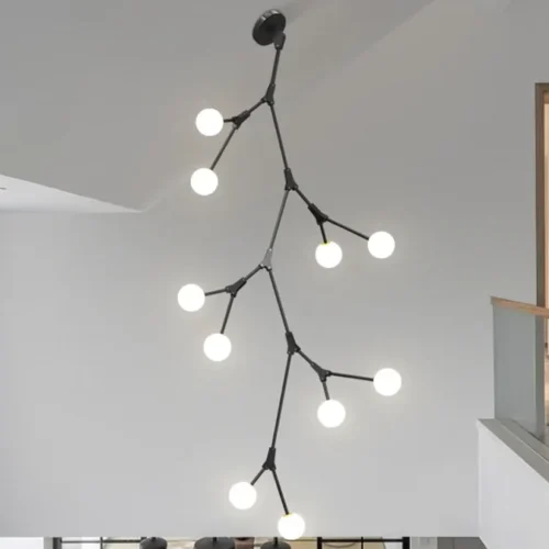 Girando-luz-da-escada-longo-lustre-simples-loft-apartamento-villa-vazio-sala-de-estar-luz-luxo Lustre Moderno Galho De Árvore Para Escadas e Teto Duplo Duplex