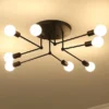L-mpada-N-rdica-Criativa-LED-Minimal-P-s-moderno-L-mpadas-de-Ferro-Preto-Dourado Luminária Sobrepor Moderna Lâmpada Aparente