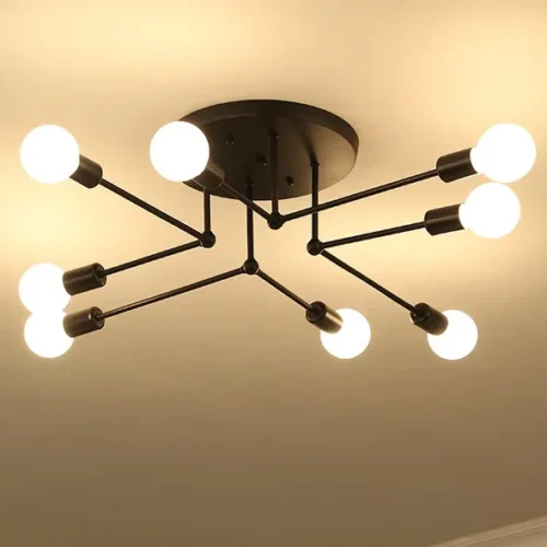 L-mpada-N-rdica-Criativa-LED-Minimal-P-s-moderno-L-mpadas-de-Ferro-Preto-Dourado Luminária Sobrepor Moderna Lâmpada Aparente
