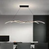 Lustre Minimalista Em Curva Suave Alumínio Luz de Led