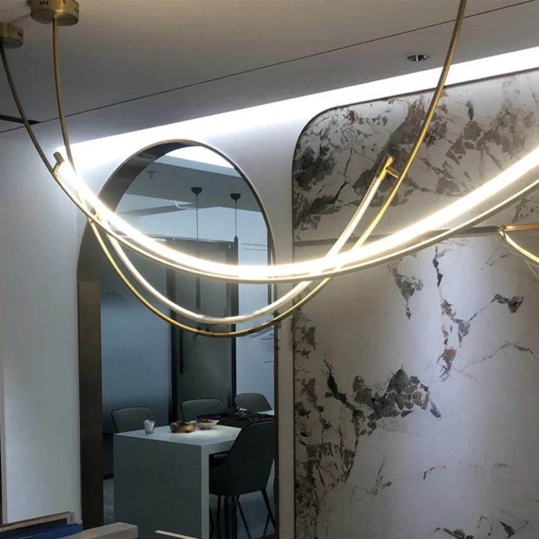Lustre Minimalista Acrílico Em Curva Com Luz de LED, lustre de acrílico minimalista curva luz, por Miresa, loja-de-luminárias-São-Paulo.