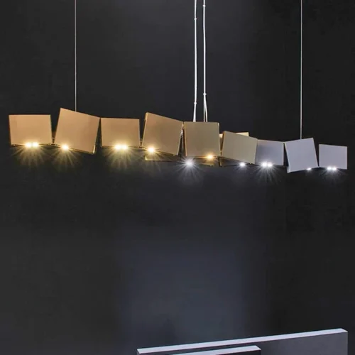Lustre Retangular Escultura Contemporânea Acabamento Polido