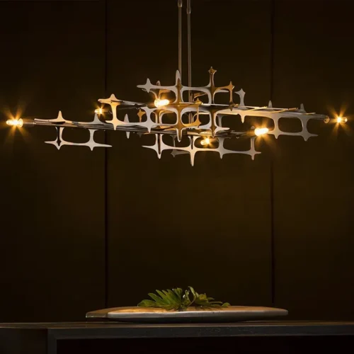 Luz-nordic-restaurante-lustre-de-luxo-personalidade-geom-trica-barra-luz-pingente-cozinha-a-o-inoxid Lustre Contemporâneo Geométrica Aço Inoxidável