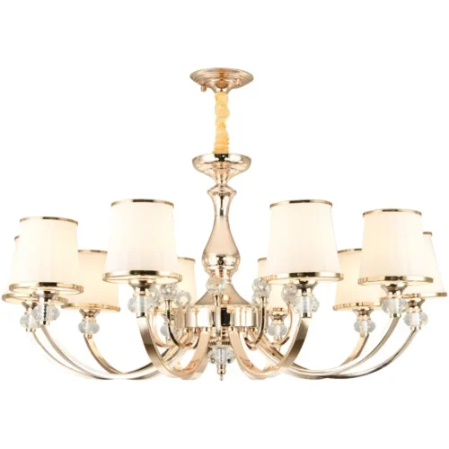 Modern-Gold-Metal-LED-Lustres-Ilumina-o-Sala-De-Estar-Sala-De-Jantar-Lumin-ria-Decora Lustre Clássico Dourado Detalhes Vidro e Cúpulas Brancas