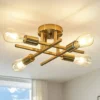 Modernas-Luzes-de-Teto-LED-Industrial-Decora-o-Minimalista-N-rdica-Sala-de-Estar-e-Sala Luminária Sobrepor Moderno Alumínio Dourado ou Preto