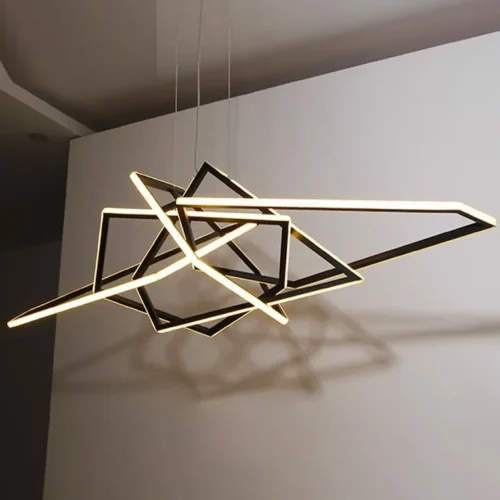 Modernos-Lustres-LED-para-Decora-o-de-Casa-Luzes-Penduradas-Ilumina-o-Interior-Sala-de-Estar Lustre Minimalista Preto Despojado De Alumínio e Luz de LED