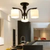 Nordic-Glass-Teto-Lights-for-Living-Room-L-mpada-de-quarto-retro-Home-Decor-Lumin-ria-1 Luminária Sobrepor Preto Cúpula Vidro Branco Leitoso