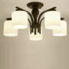 Nordic-Glass-Teto-Lights-for-Living-Room-L-mpada-de-quarto-retro-Home-Decor-Lumin-ria Luminária Sobrepor Preto Cúpula Vidro Branco Leitoso