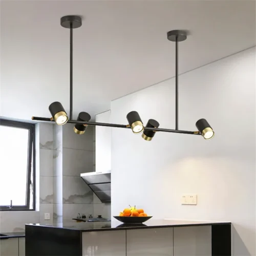 Nordic-ajust-vel-Chandelier-Lights-para-mesa-de-jantar-Long-Stripe-Lamp-Indoor-Fixture-Black-Spot Lustre retangular com spot de LED