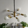 Nordic-e27-lustre-casa-ouro-preto-decora-o-do-teto-luz-moderna-sala-de-estar-quarto-2 Lustre Moderno Preto e Dourado Com Lâmpada Aparente