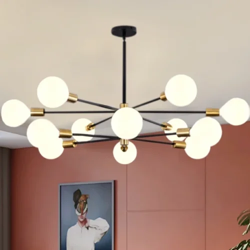 Nordic-e27-lustre-casa-ouro-preto-decora-o-do-teto-luz-moderna-sala-de-estar-quarto Lustre Moderno Preto e Dourado Com Lâmpada Aparente