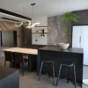 Lustre Preto Linear Alumínio Em Curva e Luz de LED