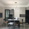 Lustre Preto Linear Alumínio Em Curva e Luz de LED