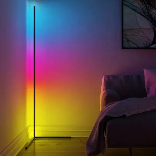 Luminária Piso Linear Barra Alumínio e LUZ LED RGB