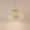 L-mpada-pendente-de-madeira-n-rdica-moderna-Lustre-LED-decorativo-Luz-suspensa-para-sala-de-3 Pendente Moderno Redondo 1/2 Esfera Alumínio Branco