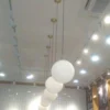 Milky-White-Ball-Glass-Pendant-Lights-Home-Pendurado-L-mpadas-Bar-Quarto-Sala-de-estar-Decora-3 Pendente Teto Bola Vidro Metal Dourado