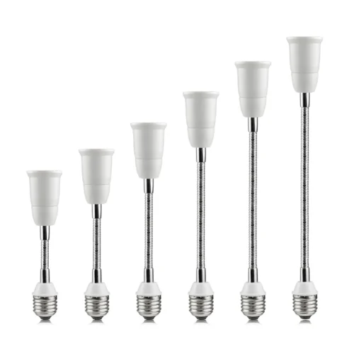 20CM-30CM-40CM-50CM-60CM-Flexible-E27-to-E27-LED-Bulb-Extension-Lamp-Holder-Light-Socket Conversor Extensão Alongador Suporte Lâmpada Flexível