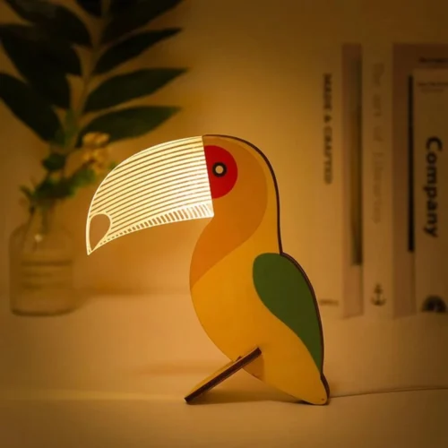 Animais-LED-Night-Light-Madeira-Acr-lico-Table-Light-Decora-o-do-quarto-para-crian-as Animais LED Cultura Pop Madeira e Acrílico