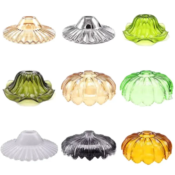 Art-Decor-Staind-Glass-Flower-Lampshade-Replacement-for-E12-E14-Light-Socket-Smoke-Grey-Amber-Green