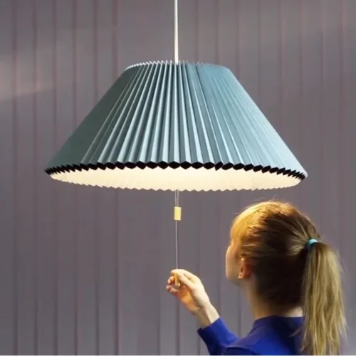 Art-Design-Pleated-Deformed-Fabric-Umbrella-Chandeliers-Home-Decor-LED-Lighting-Lamp-for-Bedroom-Living-Dining Pendente Design Arte Plissado Tecido