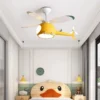 Cartoon-Airplane-LED-Ventilador-de-teto-para-quarto-de-crian-as-l-mpada-minimalista-moderna-para-1 Luminária Infantil Cartoon Airplane (Helicóptero), LED Ventilador