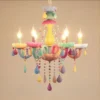 Colorido-cristal-pendurado-candelabro-ilumina-o-infantil-suspens-o-LED-ilumina-o-decora-o-do-quarto-2 Luminária Lustres Infantil Colorido Design Romântico