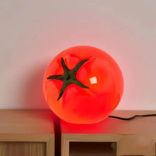 Decora-o-de-Casa-Luz-Noturna-Quarto-Atmosfera-de-Cabeceira-Luz-Presente-Enfeites-Suporte-Noturno-Vidro Abajur Pop Art Estilo Fruta Tomate